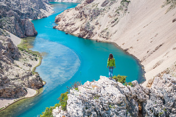 A woman travels to picturesque places in Croatia.