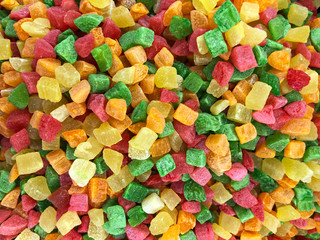 Turkish delight, colorful candy square, dessert.