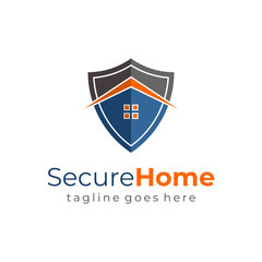 Home Security Logo Design House Guard Real Estate Logo Template Flat Vector Illustration