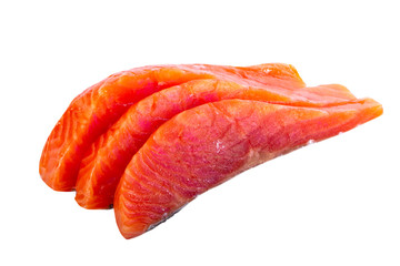 salmon slices isolated on white background