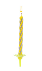 Color birthday cake candle on white background