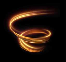 Golden shiny light trail lines vector background. EPS10