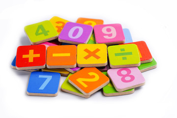 Math Number colorful on white background : Education study mathematics learning teach concept.