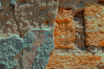 Fototapeta premium Background, texture of the old destroyed limestone wall
