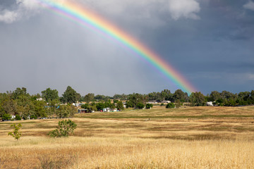 Rainbow over grasslands