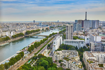 Aerial view of 15th arrondissement of Paris, France