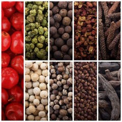 set of peppercorns background