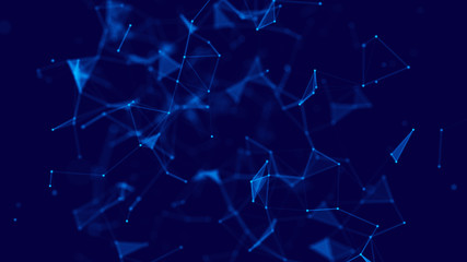 Big data visualization. Science background. Big data complex with compounds. Lines plexus