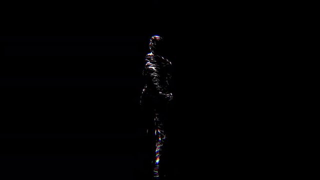 Concept isolated abstract man of thin lines dancing on a transparent background 59.94 fps. Seamless looping (loop)