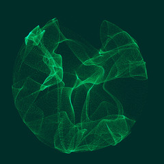 Space-time green portal. Futuristic 3d portal. Cosmic wormhole. Funnel-shaped tunnel. 3d rendering.