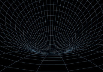 3D tunnel. Tunnel or wormhole. Grid texture. Abstract tunnel. 3D vector illustration tunnel.
