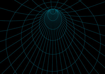 3D tunnel. Tunnel or wormhole. Grid texture. Abstract tunnel. 3D vector illustration tunnel.