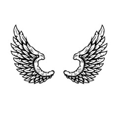 Obraz premium Eagle wings in tattoo style isolated on white background. Design element for poster, t shirt, card, emblem, sign, badge. Vector illustration