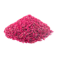 heap of pomegranate seeds isolated on white background