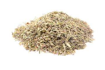 heap of dried thyme isolated on white background