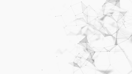 Abstract white digital background. Big data visualization. Science background. Big data complex with compounds. Lines plexus.