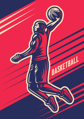 Slam dunk basketball player vector illustrations 