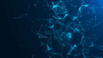 Abstract blue digital background. Big data visualization. Science background. Big data complex with compounds. Lines plexus.