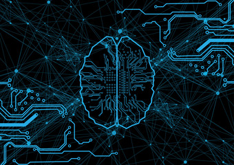 Abstract Mesh Background with brain, Lines and Shapes background. illustration vector design