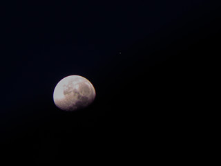 Conjunction of Moon and Saturn. Taken in Bogor, Indonesia, on May 2019.
