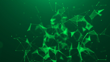Abstract green digital background. Big data visualization. Science background. Big data complex with compounds. Lines plexus.