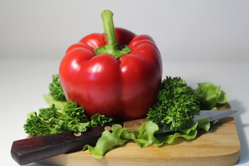 fresh pepper vegetables on a cutting board