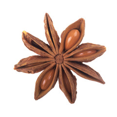 single star anise isolated on white