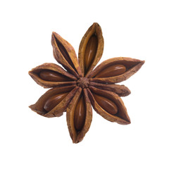 single star anise isolated on white