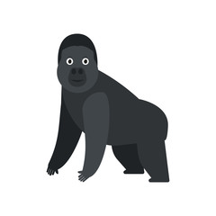 Gorilla icon in flat style, african animal vector illustration