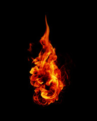 Fire flames on black background