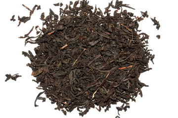 Welding of black leaf tea.Background of dried black tea leaves.