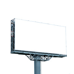 Blank billboard mockup isolated on white background.