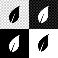 Leaf icon isolated on black, white and transparent background. Vector Illustration