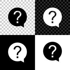 Question mark in circle icon isolated on black, white and transparent background. Hazard warning symbol. Help symbol. FAQ sign. Vector Illustration