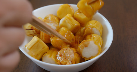 Hong Kong local snack food Fish Shaomai