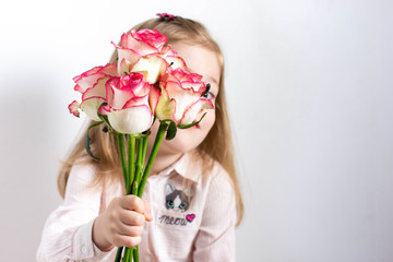 little girl with flowers