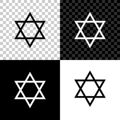 Star of David icon isolated on black, white and transparent background. Jewish religion symbol. Vector Illustration