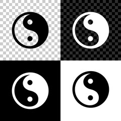 Yin Yang symbol of harmony and balance icon isolated on black, white and transparent background. Vector Illustration