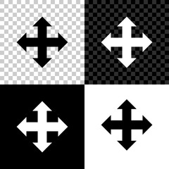 Obraz premium Arrows in four directions icon isolated on black, white and transparent background. Vector Illustration