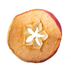 dried slice of apple isolated on white