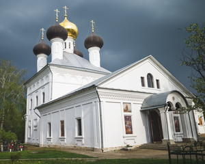 Fototapeta na wymiar Uspenskaya Church in the village Zavidovo, Tver oblast, Russia.