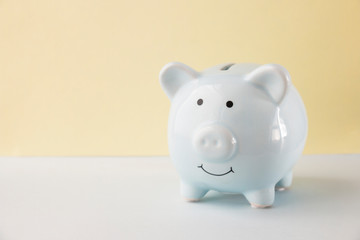 moneybox blue on a yellow blue background