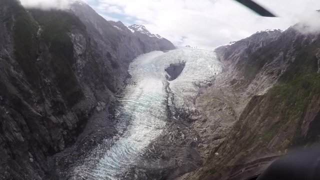 Helicopter flight over the Franz Josef Glacier - New Zealand, South Island, NZ
