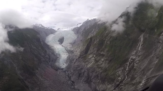 Helicopter flight over the Franz Josef Glacier - New Zealand, South Island, NZ