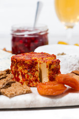 delicacy cheese with herbs and snacks