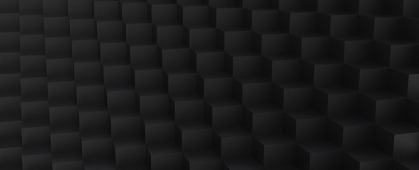 Render de estudio con cubos en 3d. Fondo de escalones coloridos con degradado