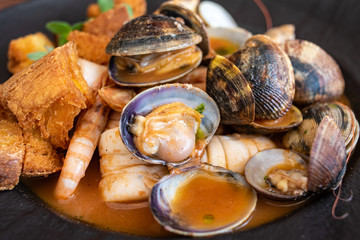 Fish soup, typical seafood dish of Italian cuisine.