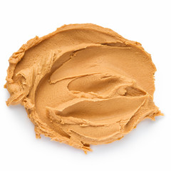 Smear of peanut butter on white