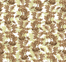 Beautiful floral seamless pattern - gooseberry branches on a white background.