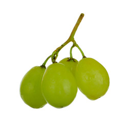 bunch of green grapes isolated on white background